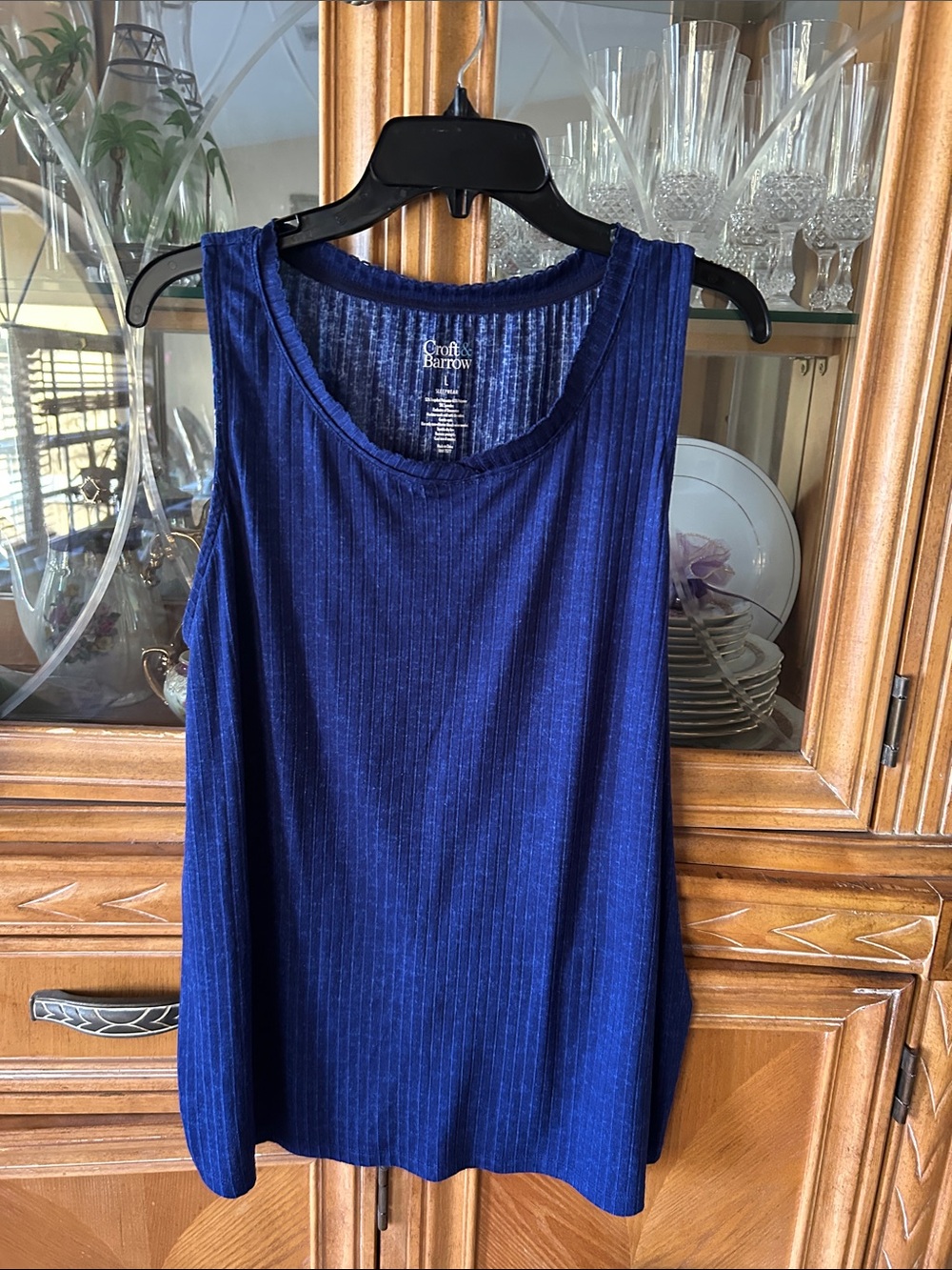 Set of 2 Croft & Barrow Sleeveless Ribbed Tank Tops - Navy and Mauve - New.